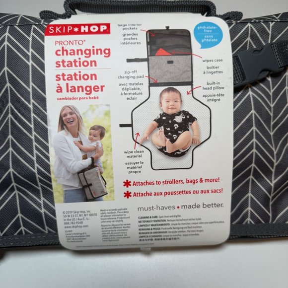 Pronto Portable Changing Station, Diaper Clutch and Changing Pad- Grey Feather - Picture 4 of 4